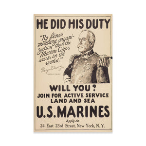 He Did His Duty, Will You? - George Dewey Poster