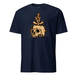 Infantry Vietnam Pin-Up On Skull T-Shirt in Navy - USMC unit tee