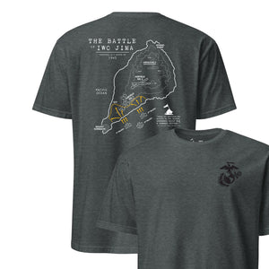 Iwo Jima Landing Map T-Shirt in Charcoal - USMC WWII historic tee