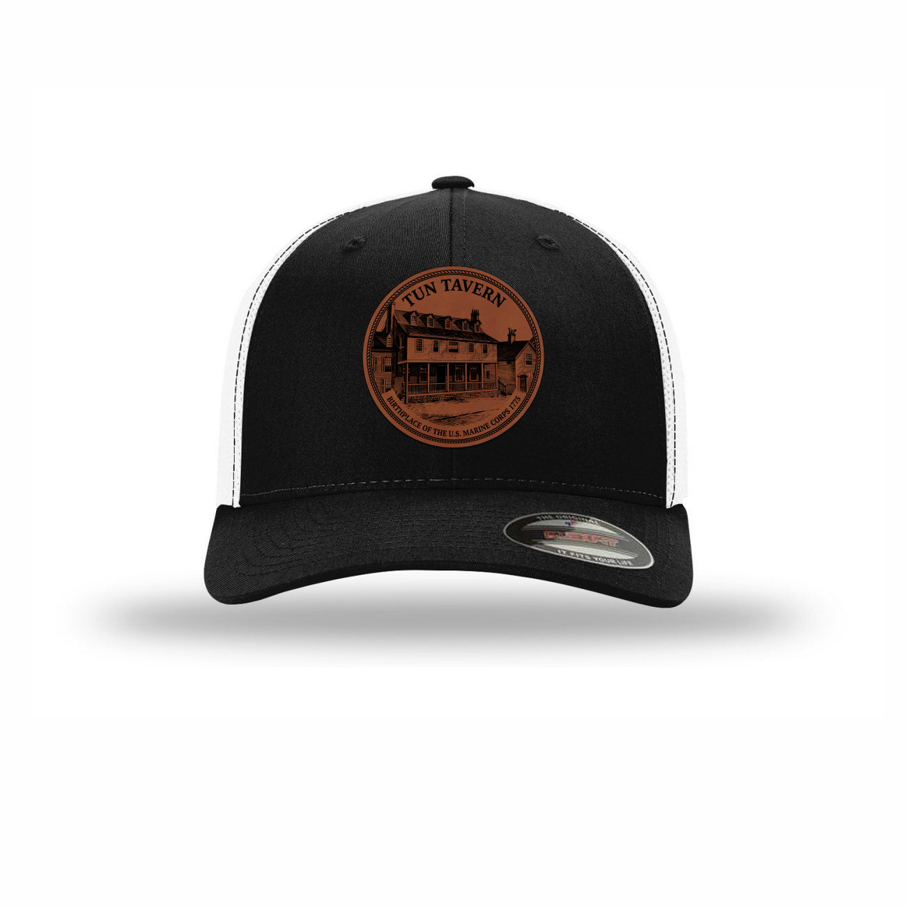 Flexfit Tun Tavern Birthplace Circle Leatherette Patch Structured Trucker