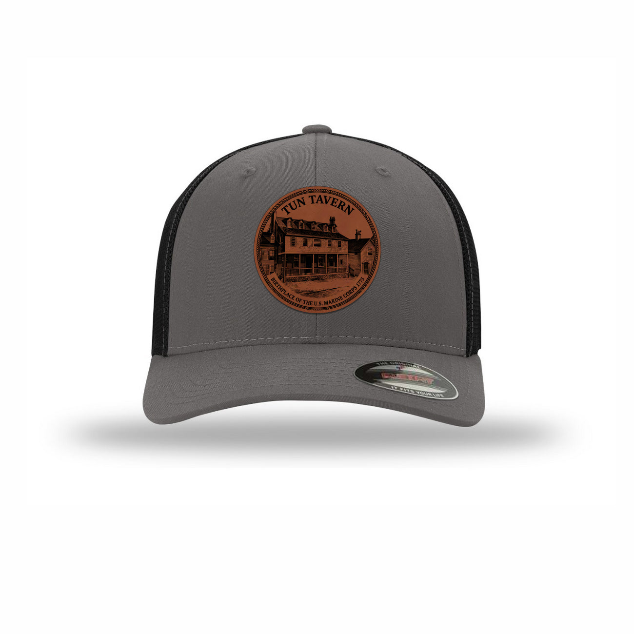 Flexfit Tun Tavern Birthplace Circle Leatherette Patch Structured Trucker
