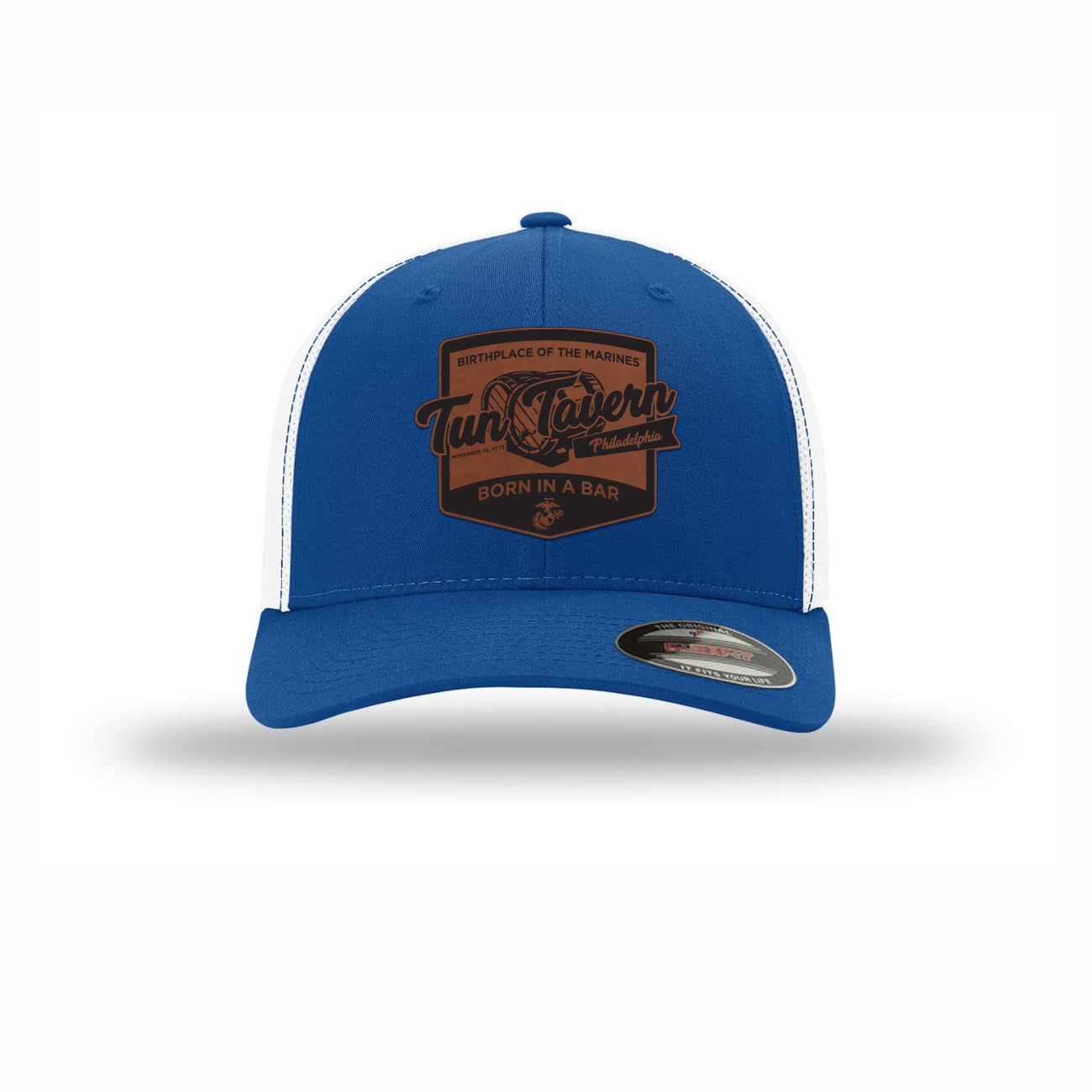 Flexfit Tun Tavern Born in a Bar Cask Leatherette Patch Structured Trucker