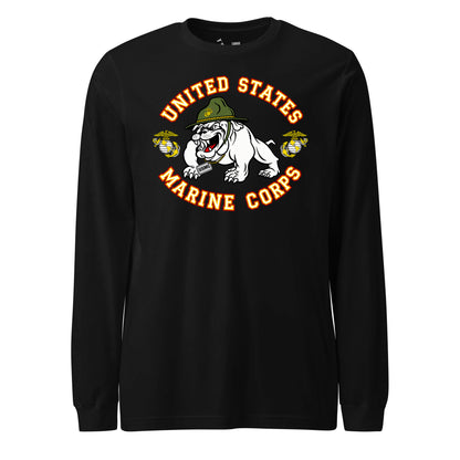 80's Retro Bulldog Dog Tag Long Sleeve T-Shirt