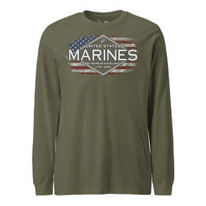 250 Years of Excellence Longsleeve T-Shirt in OD Green - Marine Corps tee
