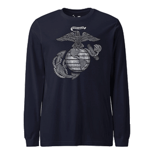 Classic Eagle Globe and Anchor Vintage Longsleeve T-Shirt in Navy - USMC unit apparel