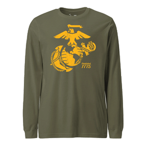 Eagle Globe & Anchor Longsleeve T-Shirt in OD Green - USMC EGA long sleeve tee