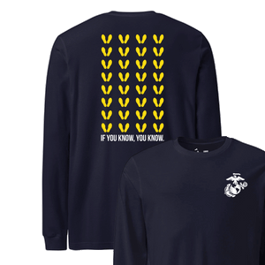 If You Know Yellow Footprints Longsleeve T-Shirt in Navy - USMC unit apparel