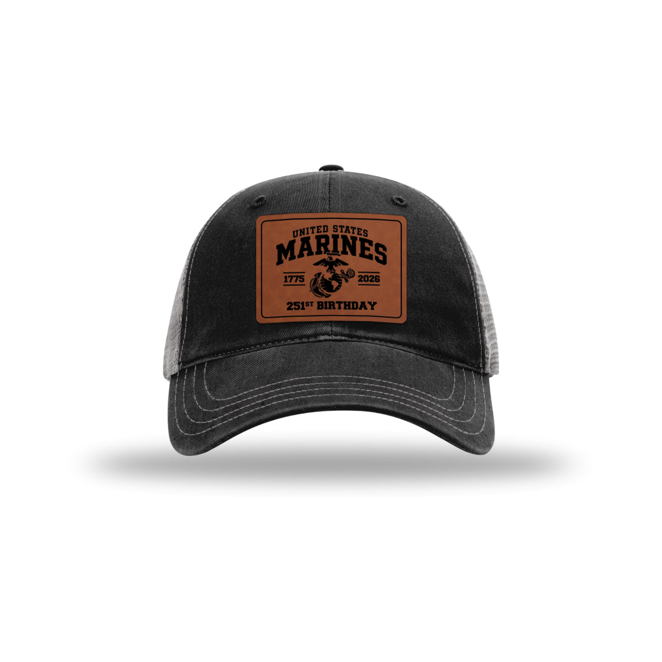 251st USMC Birthday Leatherette Patch Soft Mesh Trucker