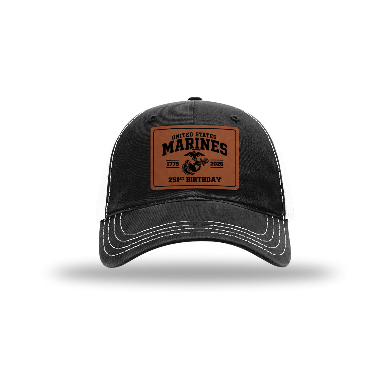 251st USMC Birthday Leatherette Patch Soft Mesh Trucker