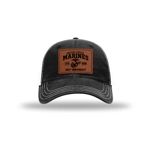 251st USMC Birthday Leatherette Patch Soft Mesh Trucker