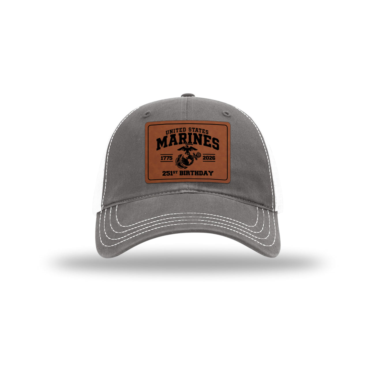 251st USMC Birthday Leatherette Patch Soft Mesh Trucker