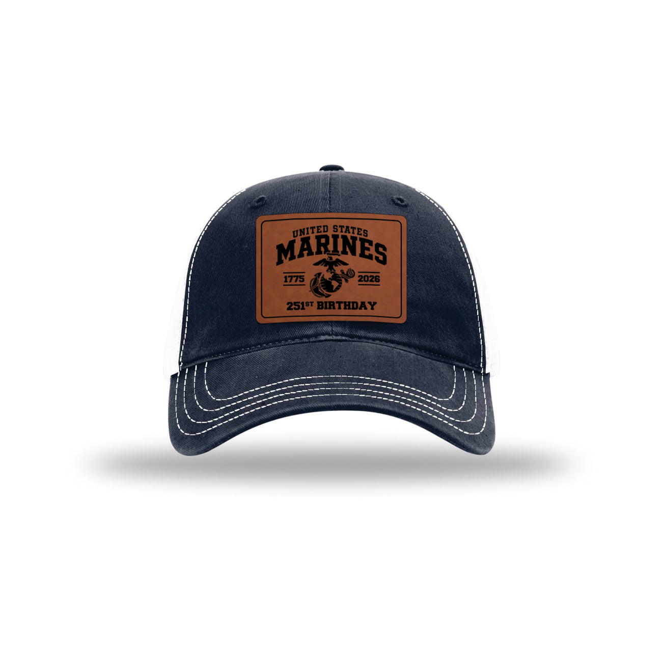 251st USMC Birthday Leatherette Patch Soft Mesh Trucker