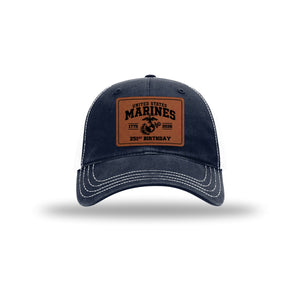 251st USMC Birthday Leatherette Patch Soft Mesh Trucker