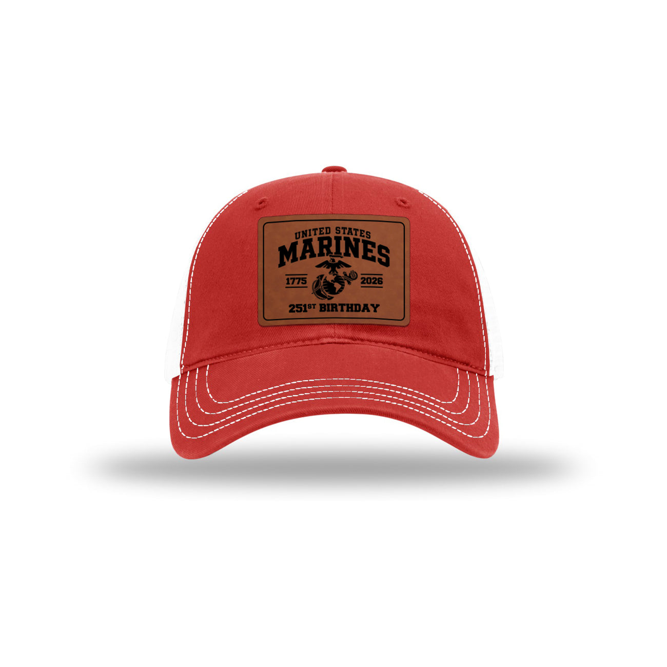251st USMC Birthday Leatherette Patch Soft Mesh Trucker