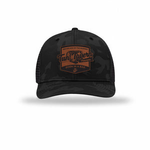 Tun Tavern Born in a Bar Cask Leatherette Patch Camo Structured Trucker