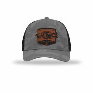 Tun Tavern Born in a Bar Cask Leatherette Patch Camo Structured Trucker