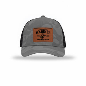 251st USMC Birthday Leatherette Patch Camo Structured Trucker