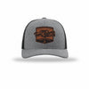 Tun Tavern Born in a Bar Cask Leatherette Patch Structured Trucker - HEATHER GREY/BLACK