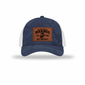 251st USMC Birthday Leatherette Patch Camo Structured Trucker