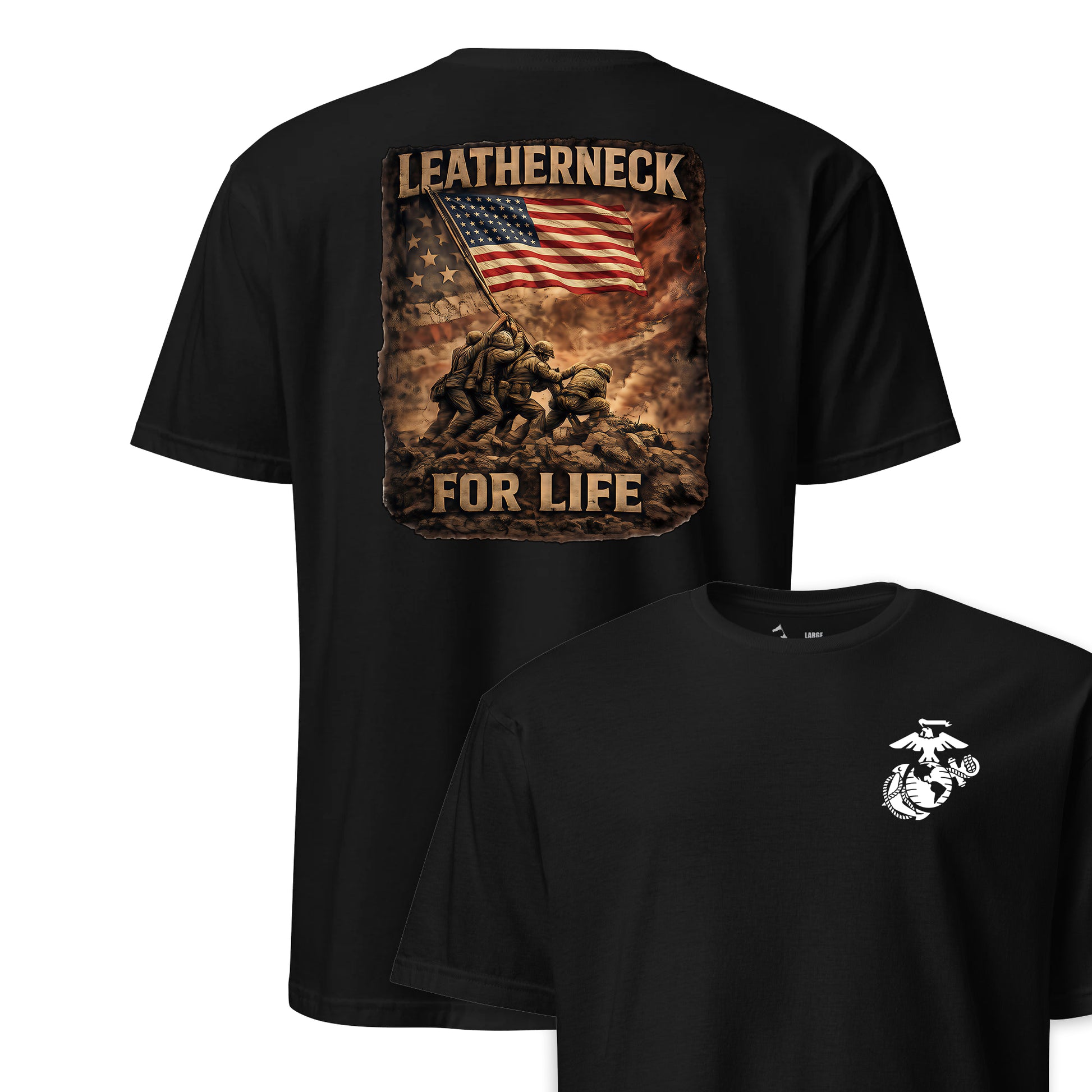 Leatherneck for Life Iwo Jima Flag Raising T-Shirt