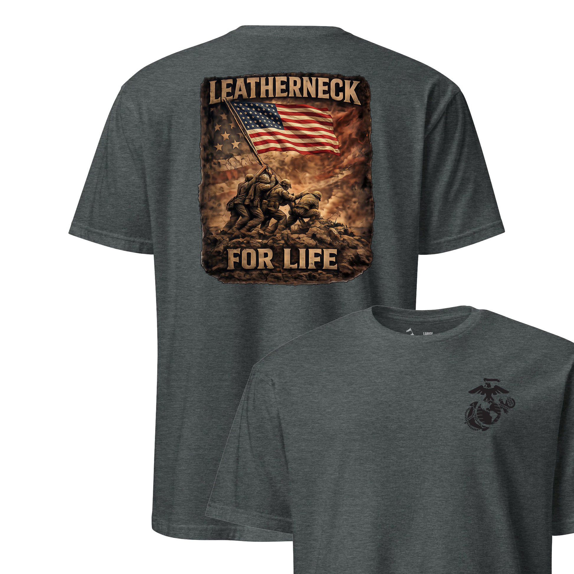 Leatherneck for Life Iwo Jima Flag Raising T-Shirt