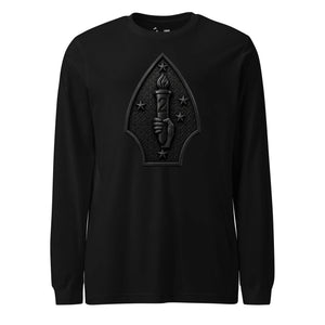 2nd Marine Division Diamond Plate Blackout Long Sleeve T-Shirt in Black - USMC 2nd Division apparel