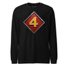4th Marine Division Diamond Plate Long Sleeve T-Shirt - BLACK