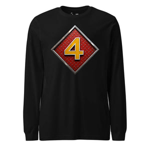 4th Marine Division Diamond Plate Long Sleeve T-Shirt in Black - USMC 4th Division apparel