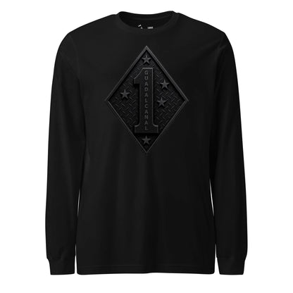 1st Marine Division Diamond Plate Blackout Long Sleeve T-Shirt