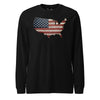 We the People Wooden Flag Long Sleeve T-Shirt - BLACK