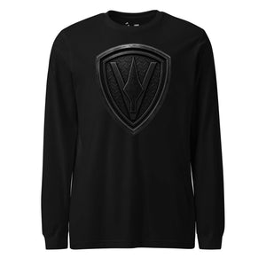 5th Marine Division Diamond Plate Blackout Long Sleeve T-Shirt in Black - USMC 5th Division apparel