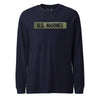 U.S. Marines OD Green Uniform Tape Long Sleeve T-Shirt - NAVY