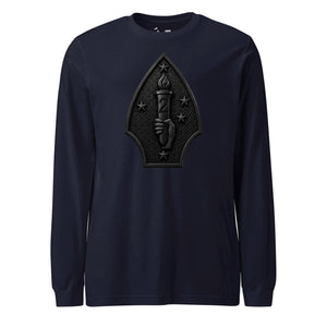 2nd Marine Division Diamond Plate Blackout Long Sleeve T-Shirt