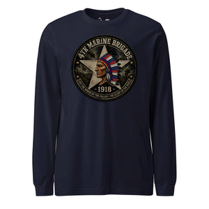 4th Marine Brigade Long Sleeve T-Shirt in Navy - USMC unit apparel