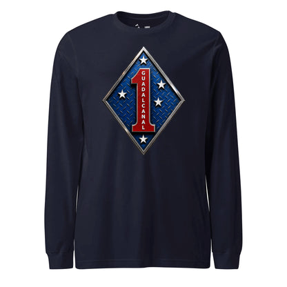 1st Marine Division Diamond Plate Long Sleeve T-Shirt
