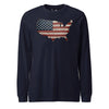 We the People Wooden Flag Long Sleeve T-Shirt - NAVY