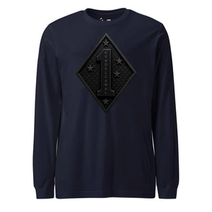 1st Marine Division Diamond Plate Blackout Long Sleeve T-Shirt