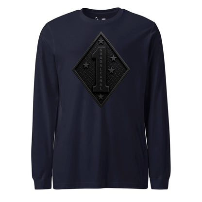 1st Marine Division Diamond Plate Blackout Long Sleeve T-Shirt
