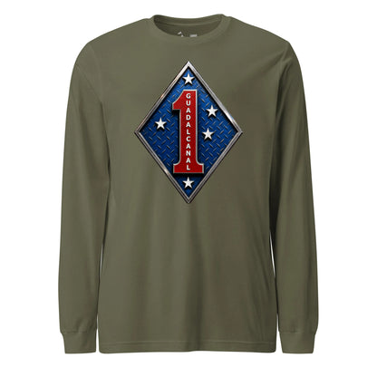 1st Marine Division Diamond Plate Long Sleeve T-Shirt