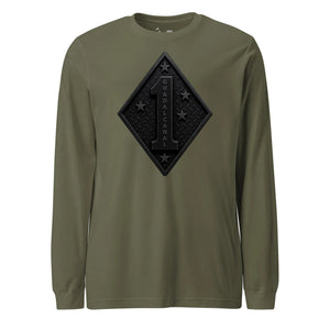 1st Marine Division Diamond Plate Blackout Long Sleeve T-Shirt
