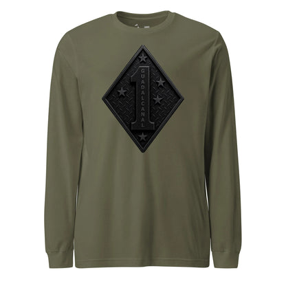 1st Marine Division Diamond Plate Blackout Long Sleeve T-Shirt