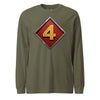4th Marine Division Diamond Plate Long Sleeve T-Shirt - OD GREEN