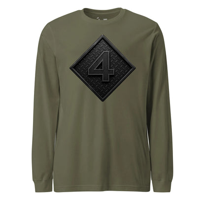 4th Marine Division Diamond Plate Blackout Long Sleeve T-Shirt