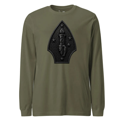 2nd Marine Division Diamond Plate Blackout Long Sleeve T-Shirt