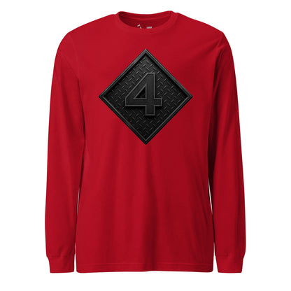 4th Marine Division Diamond Plate Blackout Long Sleeve T-Shirt