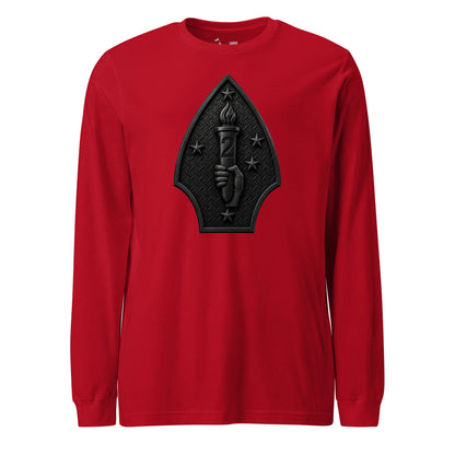 2nd Marine Division Diamond Plate Blackout Long Sleeve T-Shirt
