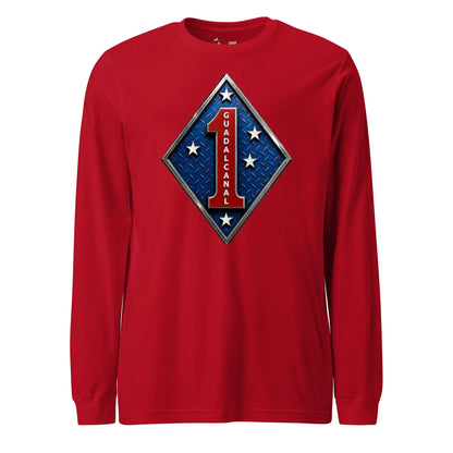 1st Marine Division Diamond Plate Long Sleeve T-Shirt