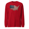 We the People Wooden Flag Long Sleeve T-Shirt - RED