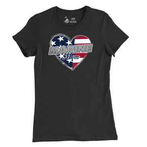 Women's Marine Mom Heart T-Shirt