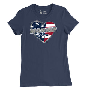 Women's Marine Mom Heart T-Shirt